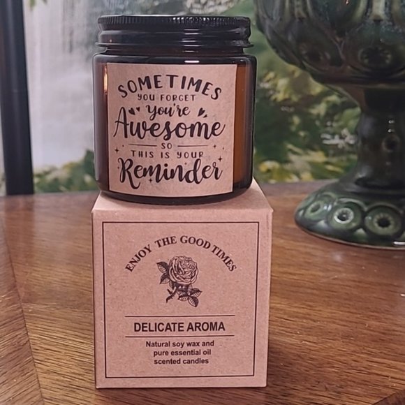 New in box! You're Awesome candle natural soy wax jar White Tea essential oil - Picture 1 of 4